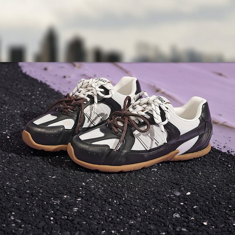 星期六清仓复古阿甘鞋2025小众真皮德训鞋女棕色平底休闲运动鞋