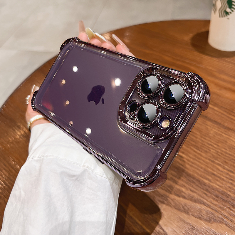 适用苹果15promax手机壳新iphone14四角气囊透明13简约12情侣17软