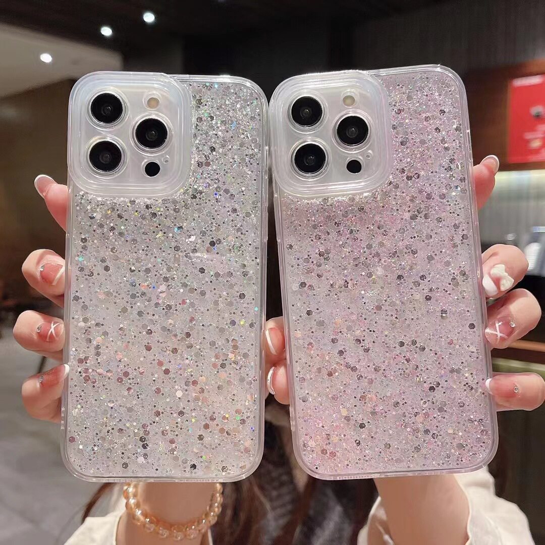 闪亮适用苹果14Pro滴胶手机壳闪粉亮片iPhone13Pro全包7简约11Pro