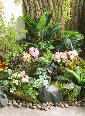 小花小草仿真绿植仿真花室内景观造景植物墙配材插花槽装饰植物角