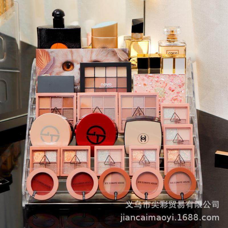 化妆品置物架桌面收纳盒口红眼影盘彩梳妆台阶梯式亚克力展示架柜,收纳整理,其他收纳盒,淘宝优惠券,粉丝福利购,淘宝优惠卷