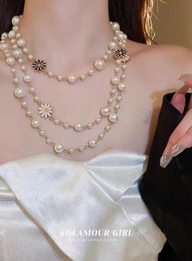 珍珠项链女款2024新款爆款轻奢高级感颈链秋冬长款毛衣链大气高档