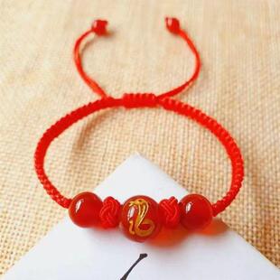 本命年红绳手环红色元素配饰本命年红色饰品手上戴的红绳子手饰品