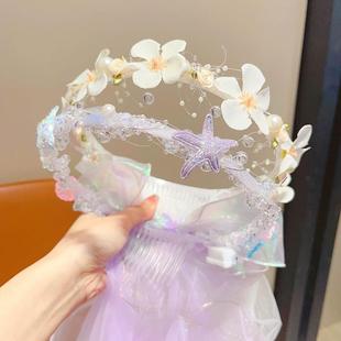 儿童可爱仙女花环头饰小女孩公主发饰女童公主裙头纱宝宝簪花发箍