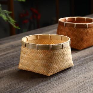 竹编收纳小篓子农村老式竹篮子零食水果收纳筐手工迷你工艺竹编篮