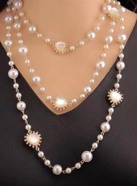 珍珠项链女款2024新款爆款轻奢高级感颈链秋冬长款毛衣链大气高档