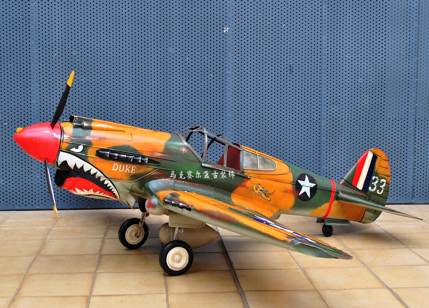 复古室内铁艺大型飞机装饰酒吧网咖铁艺吊饰工业风创意吊挂工艺品