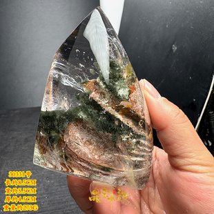 彩幽灵绿幽灵水晶摆件 天然水晶原石打磨 晶体透 颜色浓郁