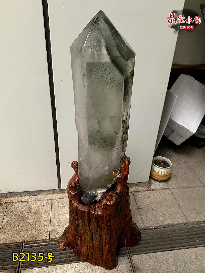 绿幽灵水晶柱摆件原石纯天然80CM