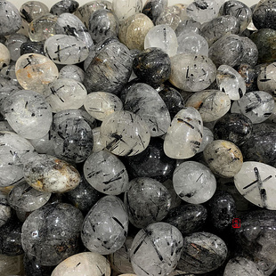 水晶碎石 天然黑发晶原石摆件 黑碧玺 大颗粒 鱼缸 花盆造景装饰