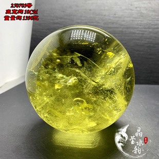 一物一图 天然黄水晶球摆件 黄晶球 水晶原石打磨 颜色黄 10CM