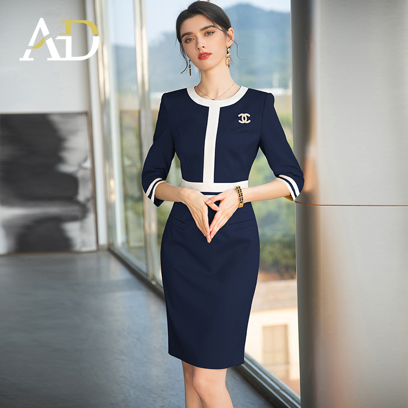 职业连衣裙播音艺考主持人正装裙