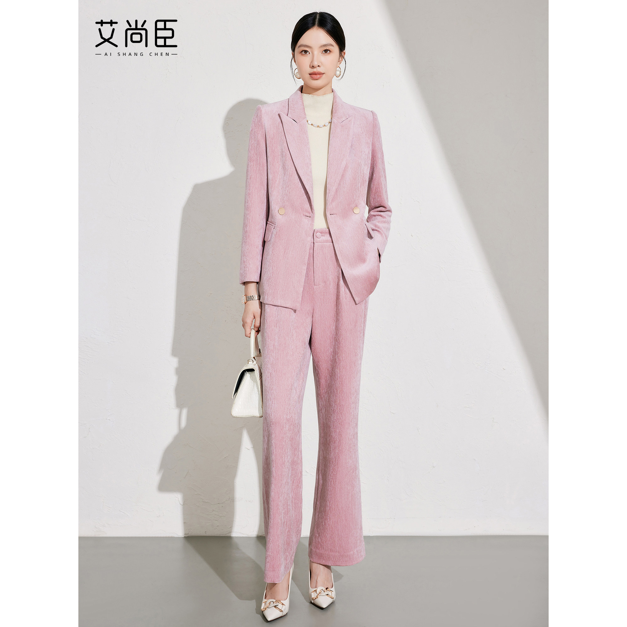 艾尚臣时髦西装外套女2025冬新款通勤上衣复古戗驳领粉色西服套装,女装/女士精品,职业女裤套装,淘宝优惠券,粉丝福利购,淘宝优惠卷