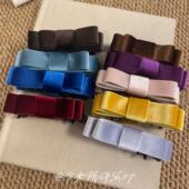 颜色超正 韩国进口加厚丝绒经典 双层蝴蝶结香蕉夹竖夹发饰头饰