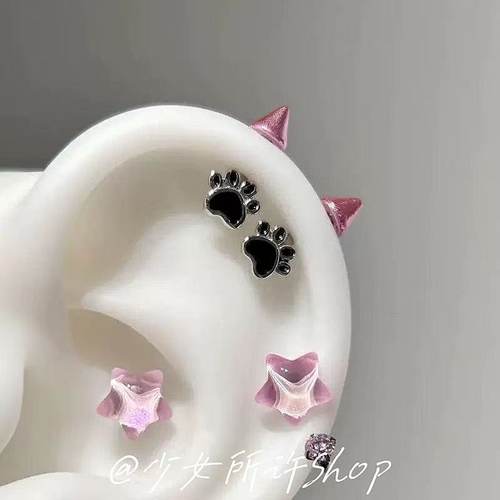 酷飒甜美猫爪恶魔钉耳骨钉