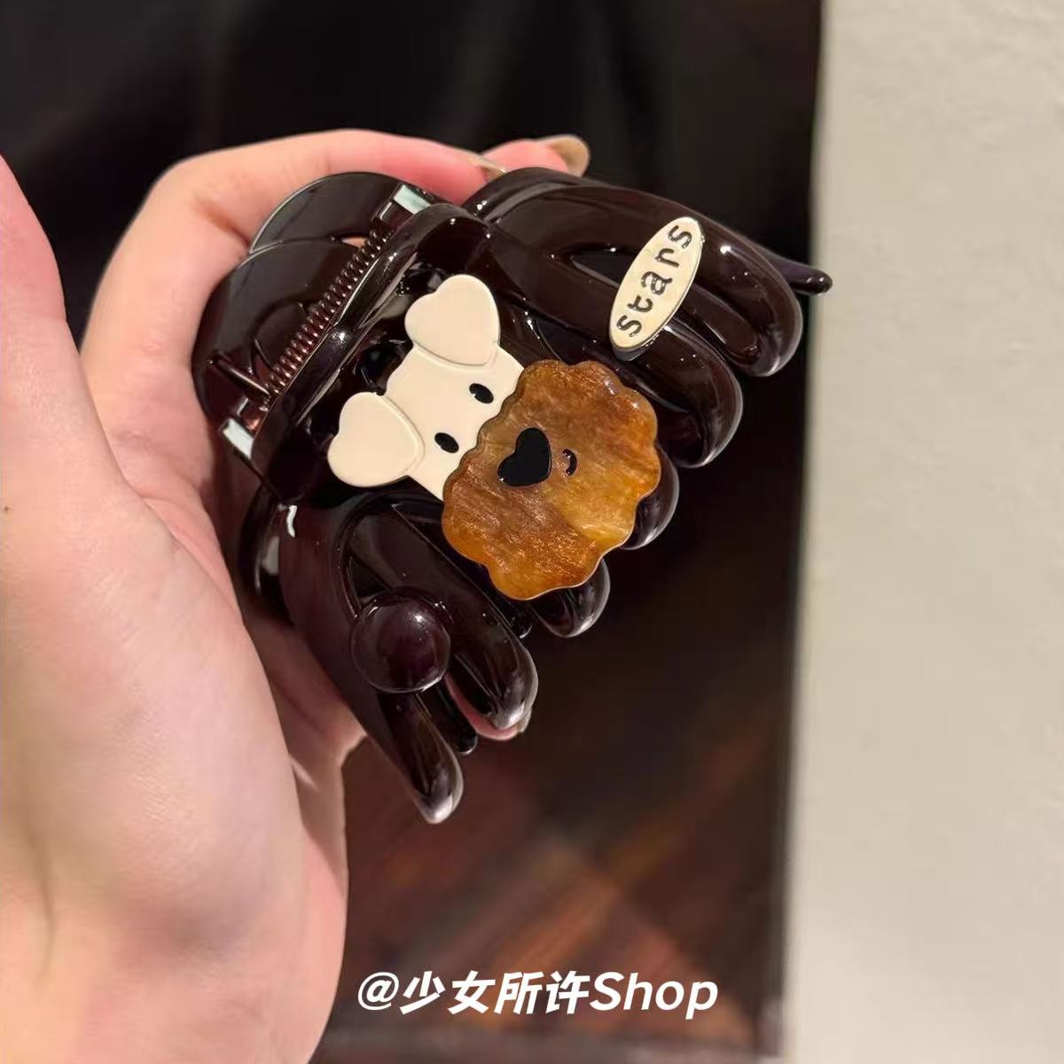 韩系雪纳瑞大号盘发鲨鱼夹