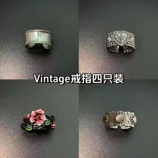 Vintage古着 Music and Redemption戒指银色宽面音乐符号戒指