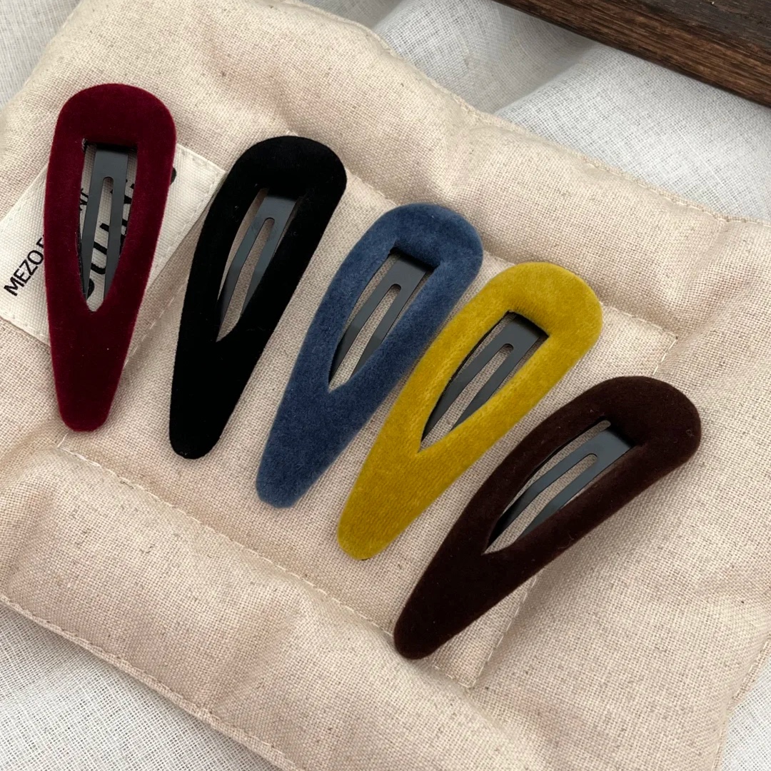 水滴长方丝绒bb夹发卡