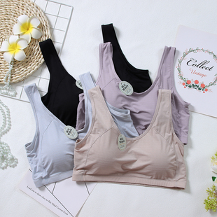 夏薄冰丝女背心式 无钢圈固定胸垫中老年胸罩内衣8168 文胸妈妈大码