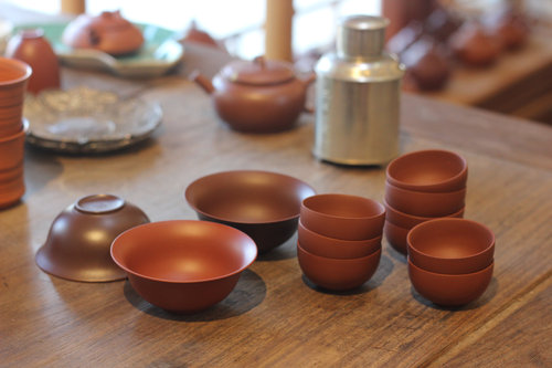 老安顺章湘建手拉朱泥紫泥小茶杯 功夫茶杯子 潮州薄胎反口直口杯