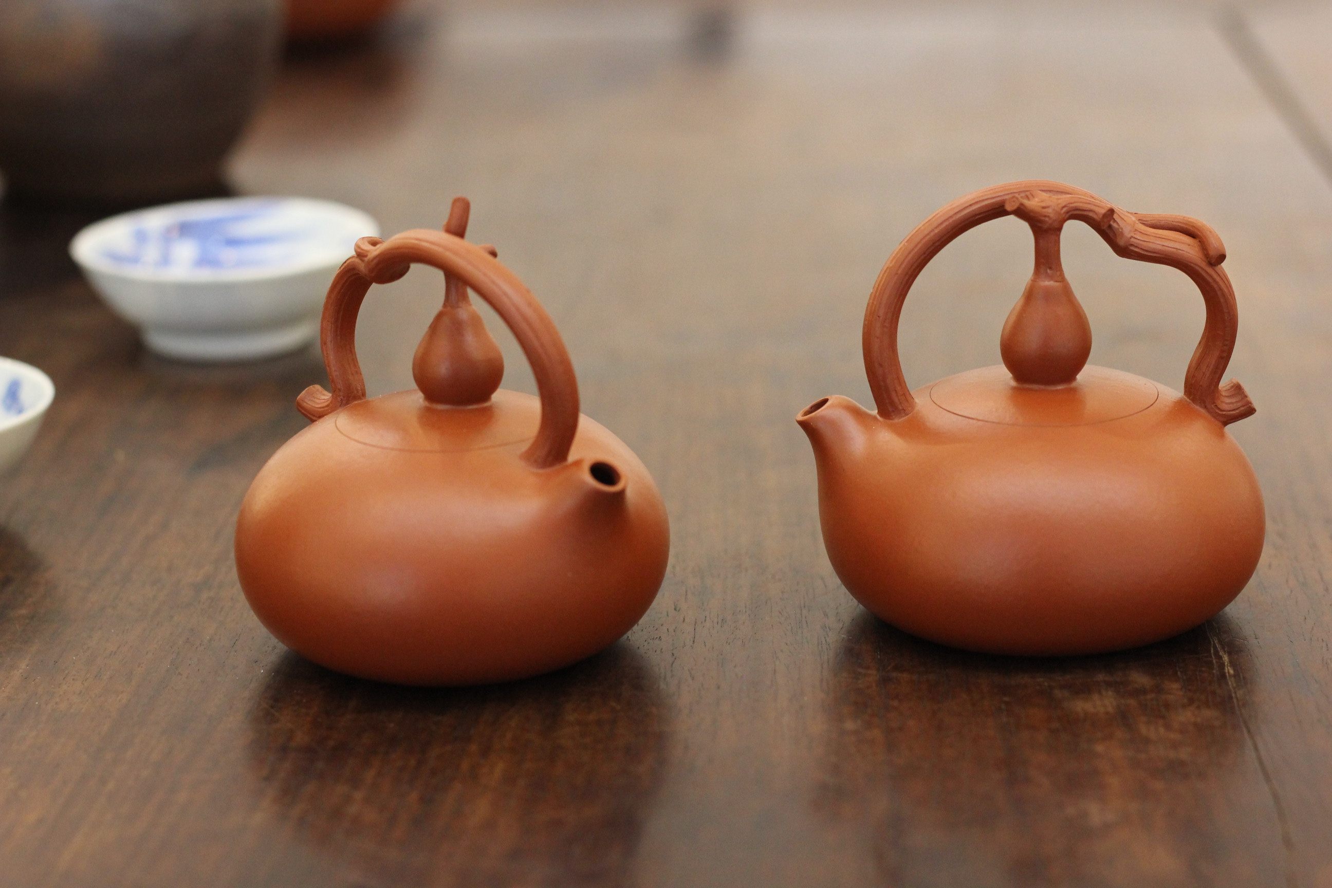 卢金祥朱泥福禄壶 紫砂提梁葫芦 小茶壶 潮州手拉壶花货收藏礼品