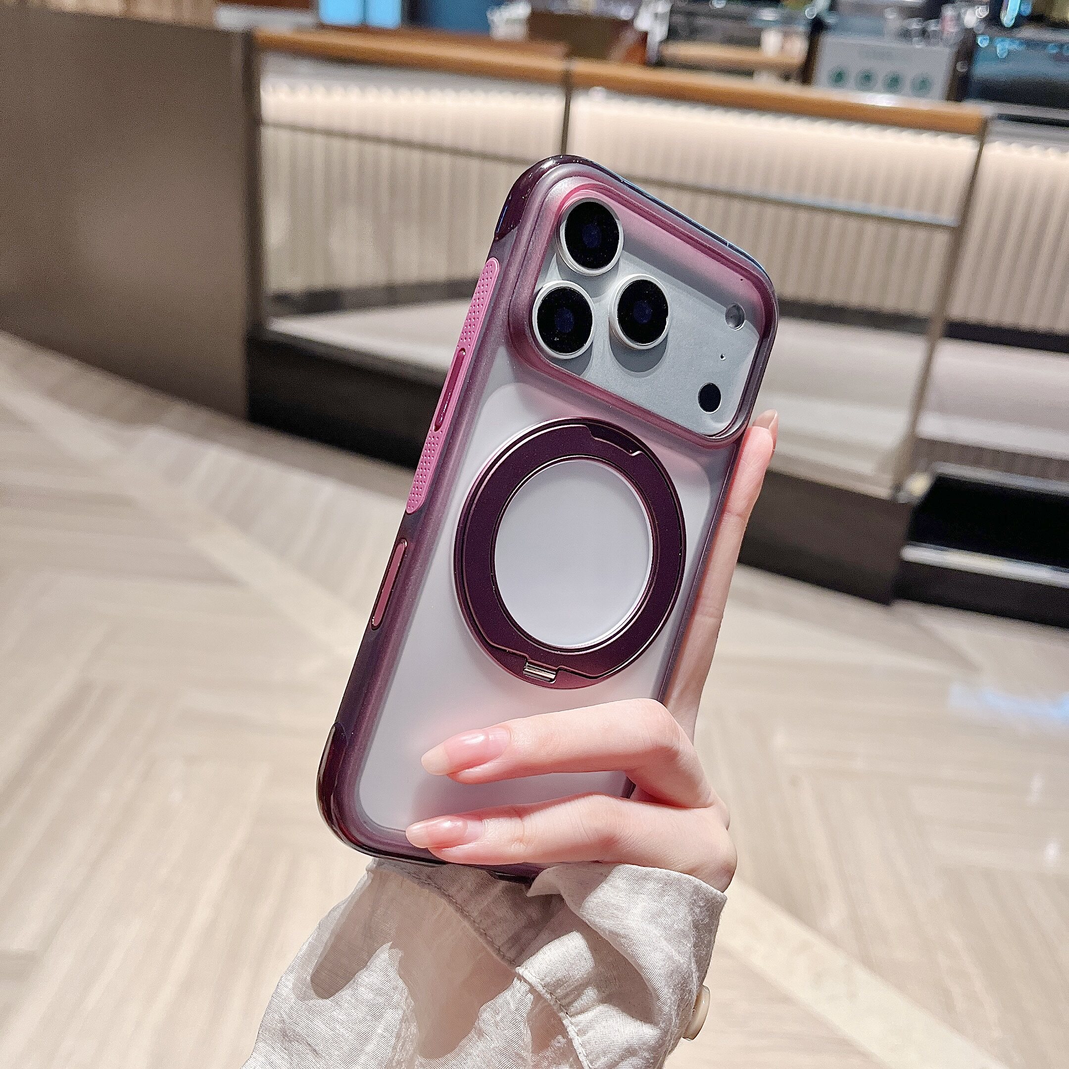 大孔磁吸360度旋转支架防摔壳新款高级适用于苹果17Pro/iphone18promax手机壳