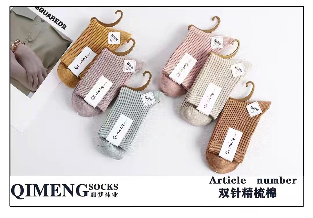 袜子女秋冬季中筒袜日系秋冬新款棉袜加绒加厚女士粗线保暖女袜子