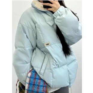 C8869#甜美立领羽绒棉服女冬季新款复古宽松百搭加厚保暖情侣外套