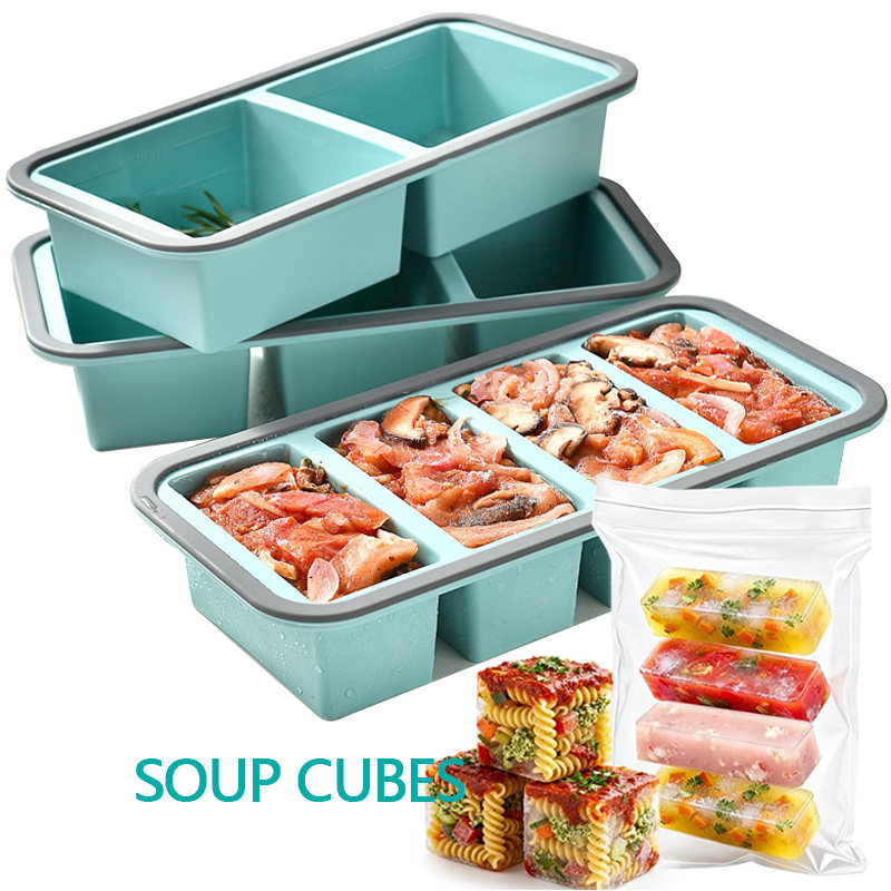 SOUP CUBES冰格模具硅胶分格饭盒食物冷冻盒储存盒保鲜餐盒带盖