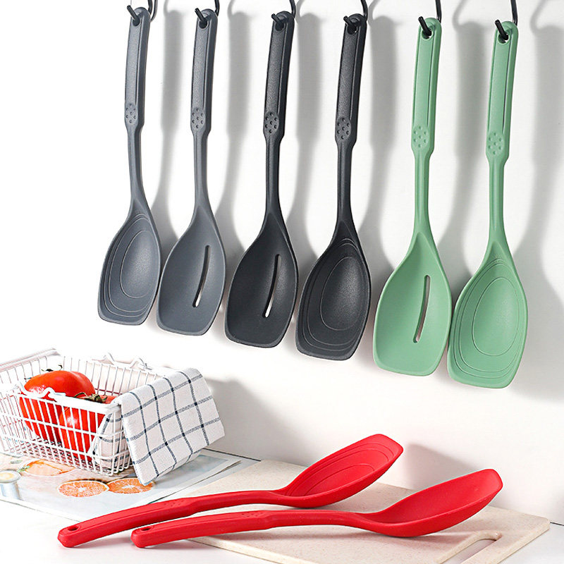出口英国 高品质硅小锅铲勺不粘锅专用漏勺沙拉勺 搅拌沙律更加长