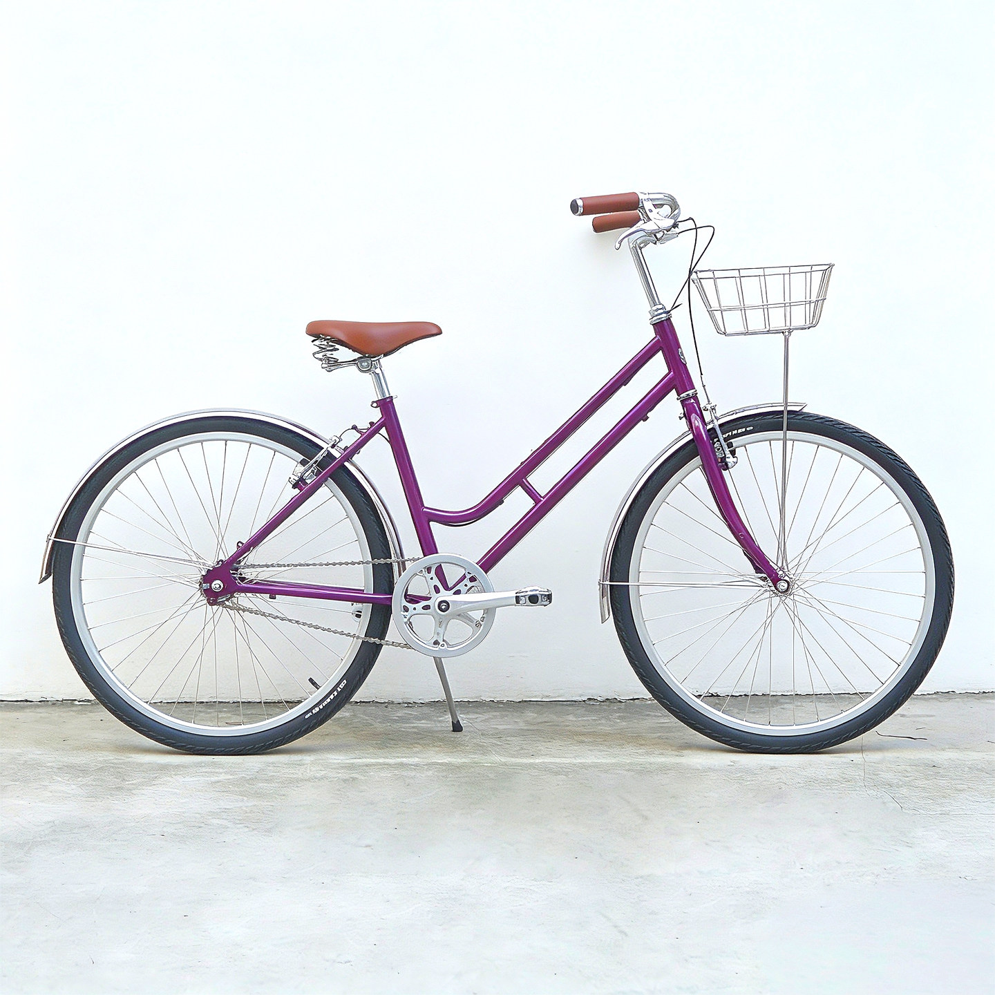 DayDayBike紫色复古女士弯梁通勤代步自行车休闲锻炼城市代步单车