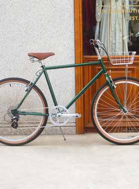 DayDayBike复古墨绿色26寸变速自行车钢架瓜车砾石山地宽胎版单车