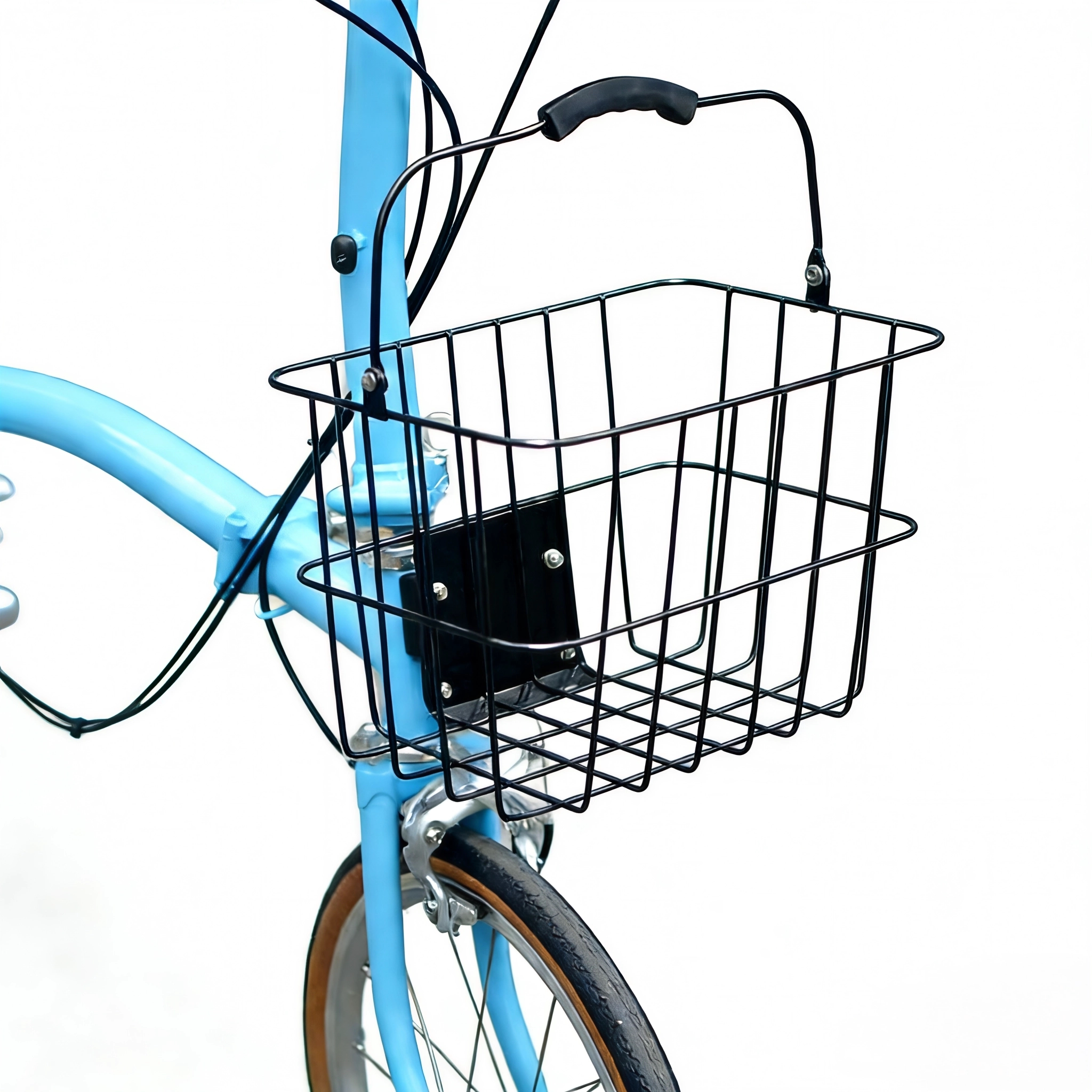 折叠自行车d7d5d10金属方形车篮子置物篮车头篮小布车筐篓书包篮