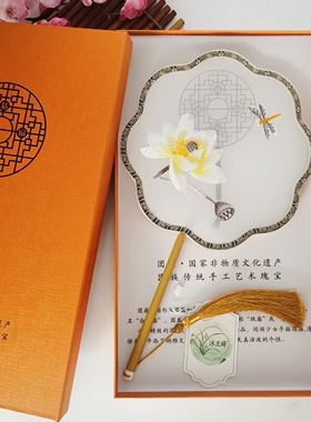 非遗刺绣仿真丝团扇双面苏绣扇