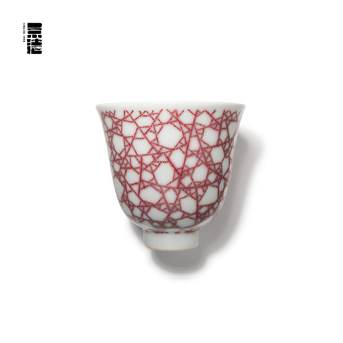 景德1004釉里红冰格花神杯