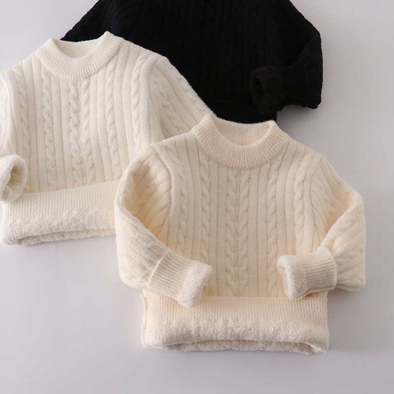 男女童圆领一体绒毛衣儿童秋冬加绒套头针织衫宝宝加厚保暖打底衫,童装/婴儿装/亲子装,毛衣/针织衫,淘宝优惠券,粉丝福利购,淘宝优惠卷