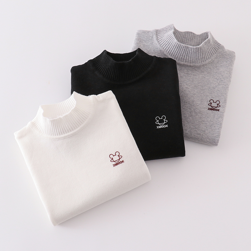 男女童全棉毛衣加绒圆领针织衫