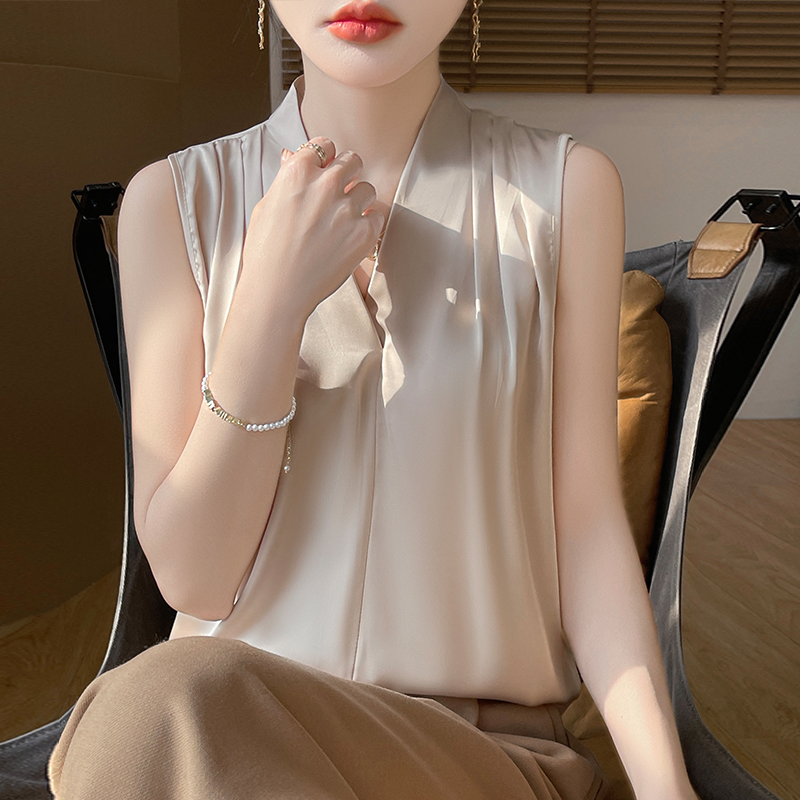 高级感冰丝吊带背心女2025年夏季薄款醋酸无袖上衣内搭挂脖打底衫