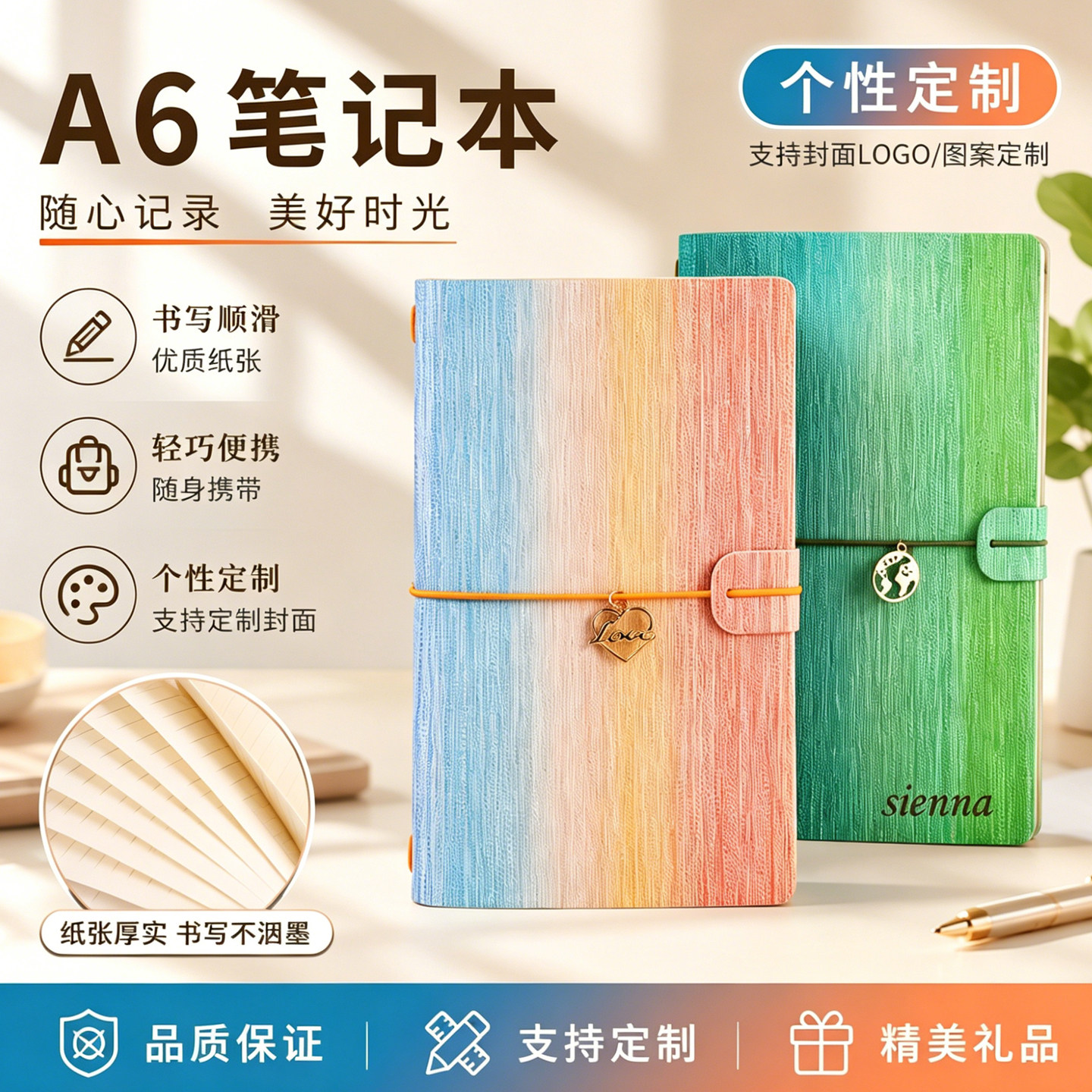 高颜值小清新旅行笔记本定制LOGO图片