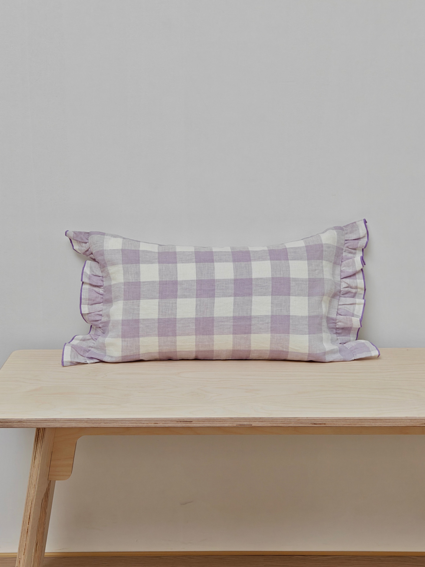 新品法国纯亚麻木耳边长方形床头沙发抱枕腰靠套30*50