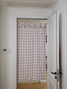 法国色织纯亚麻装饰隔断厨房卧室客厅门帘玄关帘分片式