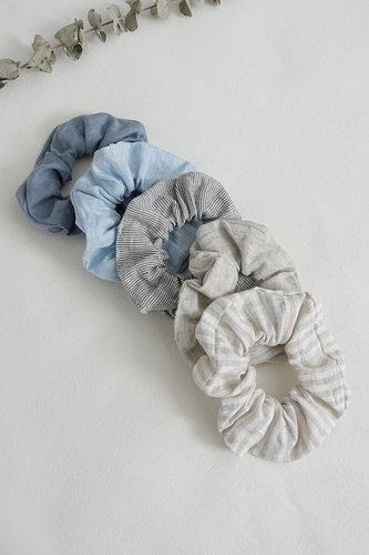 新款纯亚麻简约纯色大肠圈发圈