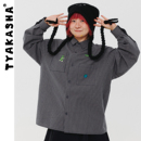 格子休闲衬衫 TYAKASHA塔卡沙男女情侣款 深灰色衬衫 2025新款 衬衫