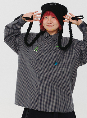 TYAKASHA塔卡沙男女情侣款衬衫2025新款深灰色衬衫格子休闲衬衫