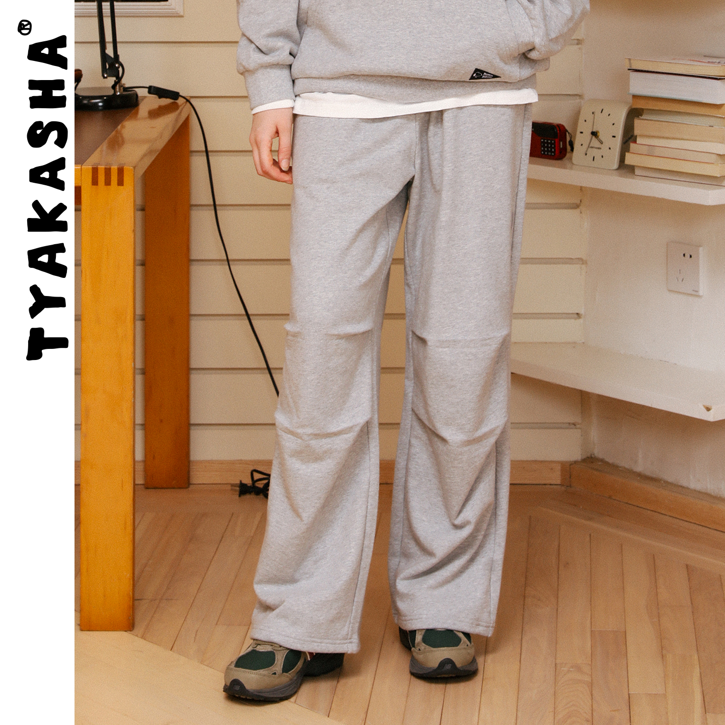 TYAKASHA塔卡沙裤子男女情侣款秋装新款灰色运动裤宽松直筒裤