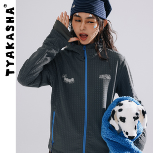TYAKASHA塔卡沙外套男女情侣款 灰色拉链外套休闲连帽外套 秋冬新款