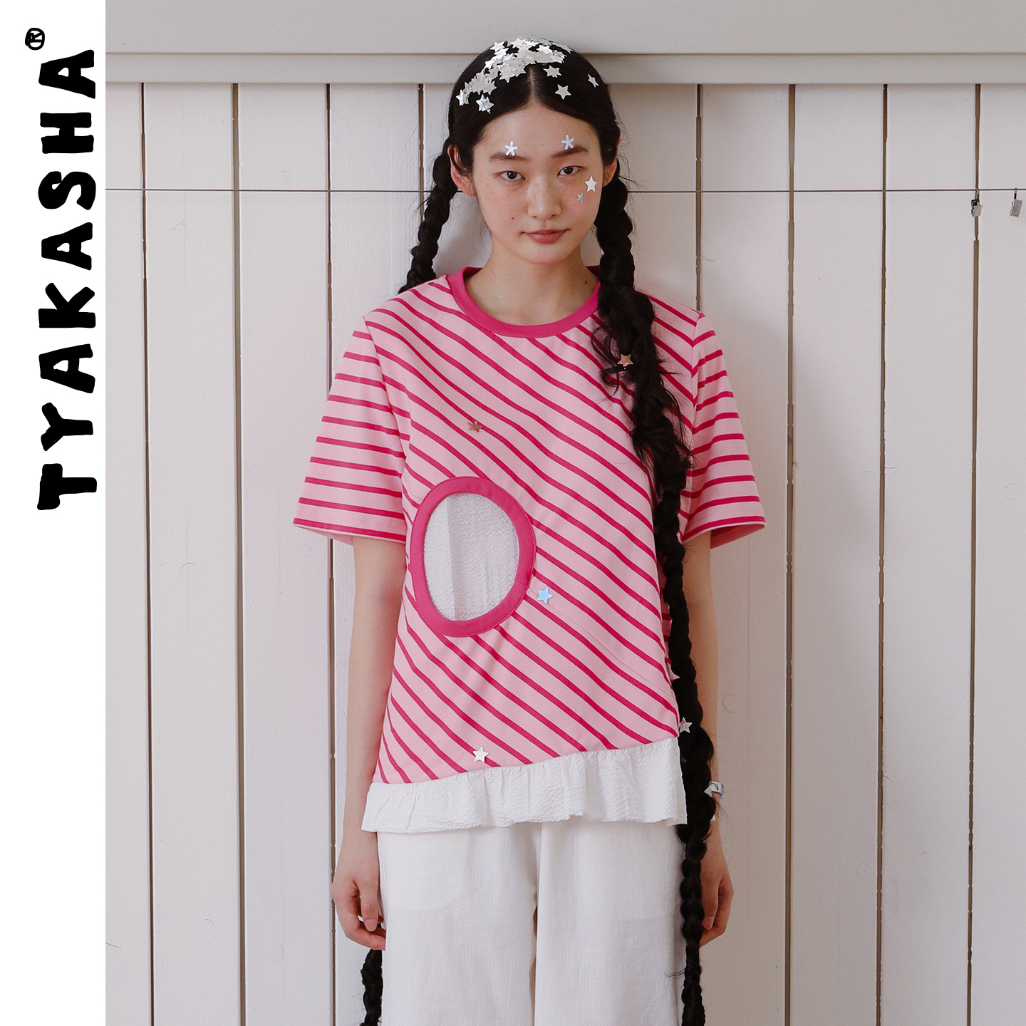 TYAKASHA塔卡沙T恤女款夏季新款条纹短袖T恤宽松休闲T恤