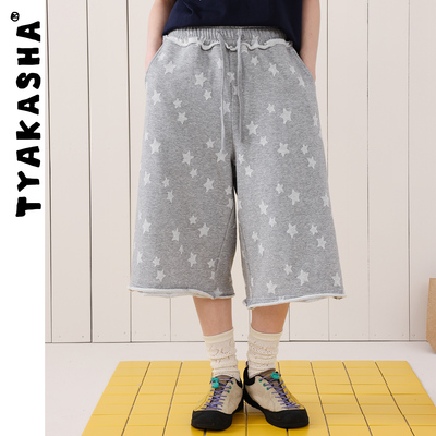 TYAKASHA塔卡沙裤子女2026春季新款浅灰色七分裤休闲百搭裤子女