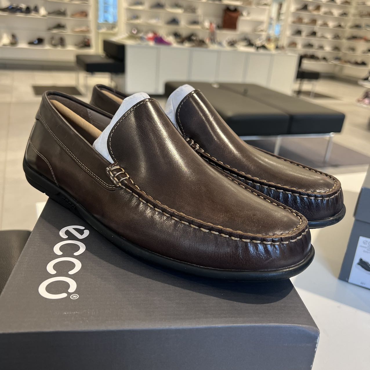 ECCO爱步男鞋商务休闲皮鞋 时尚豆豆鞋一脚蹬懒人鞋乐福鞋570994