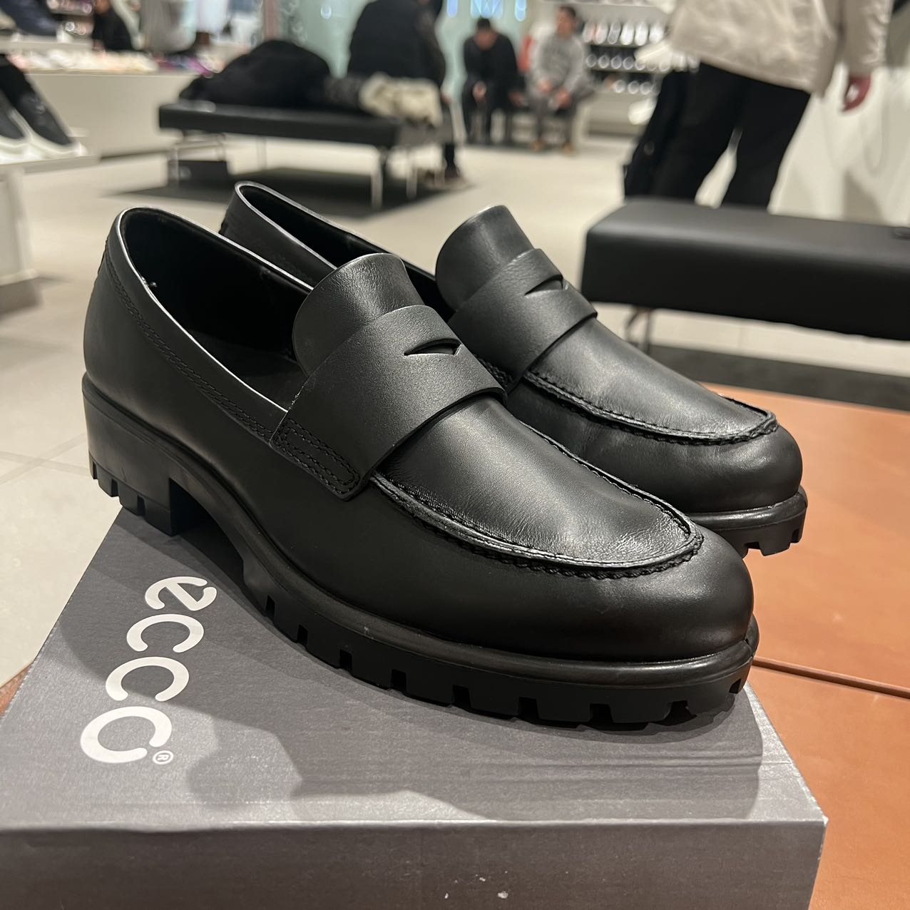 ECCO爱步女鞋乐福鞋 新款倪妮同款牛皮厚底一脚蹬单鞋 摩登490013